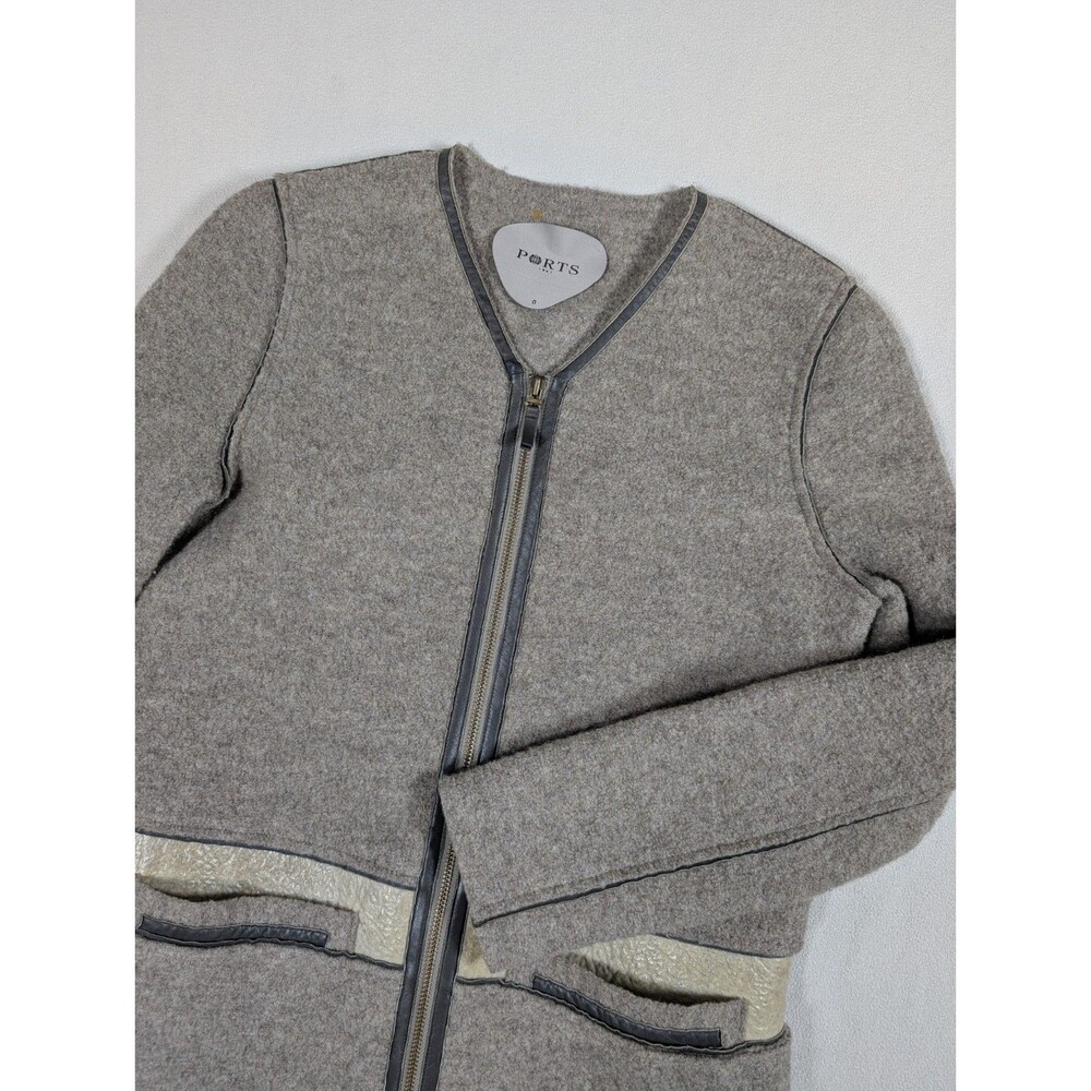 Ports 1961 Wool Lamb Skin Zipper Jacket Trench Coat Grey Size 0 2010 RTW Runway